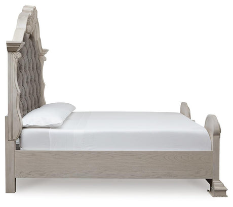 Bruchandi Antique White Upholstered Panel Bedroom Set view 10