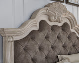 Bruchandi Antique White King Upholstered Panel Bed