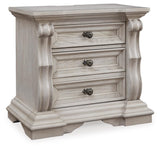 Bruchandi Antique White Upholstered Panel Bedroom Set angled view