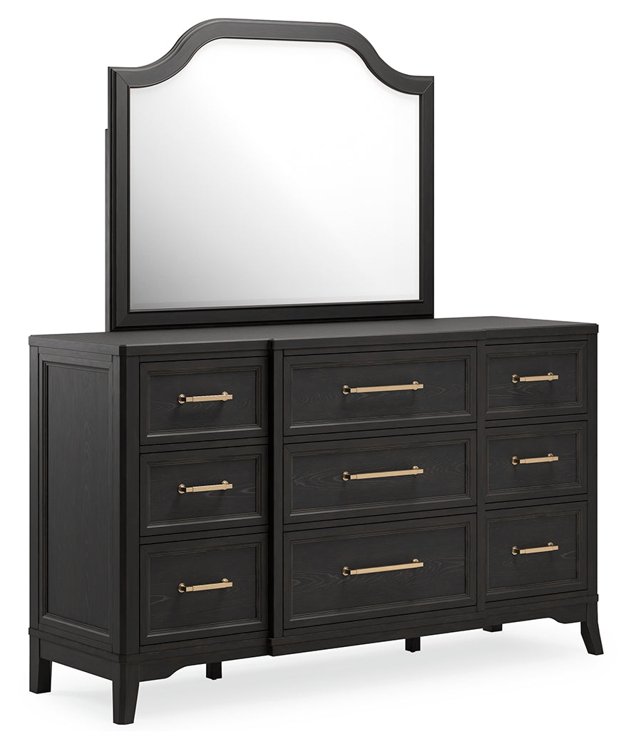 Welltern Black Dresser And Mirror