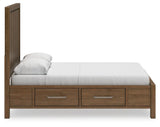 Cabalynn Light Brown Queen Panel Bed With Storage