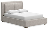 Cabalynn Light Brown Upholstered Bedroom Set angled view