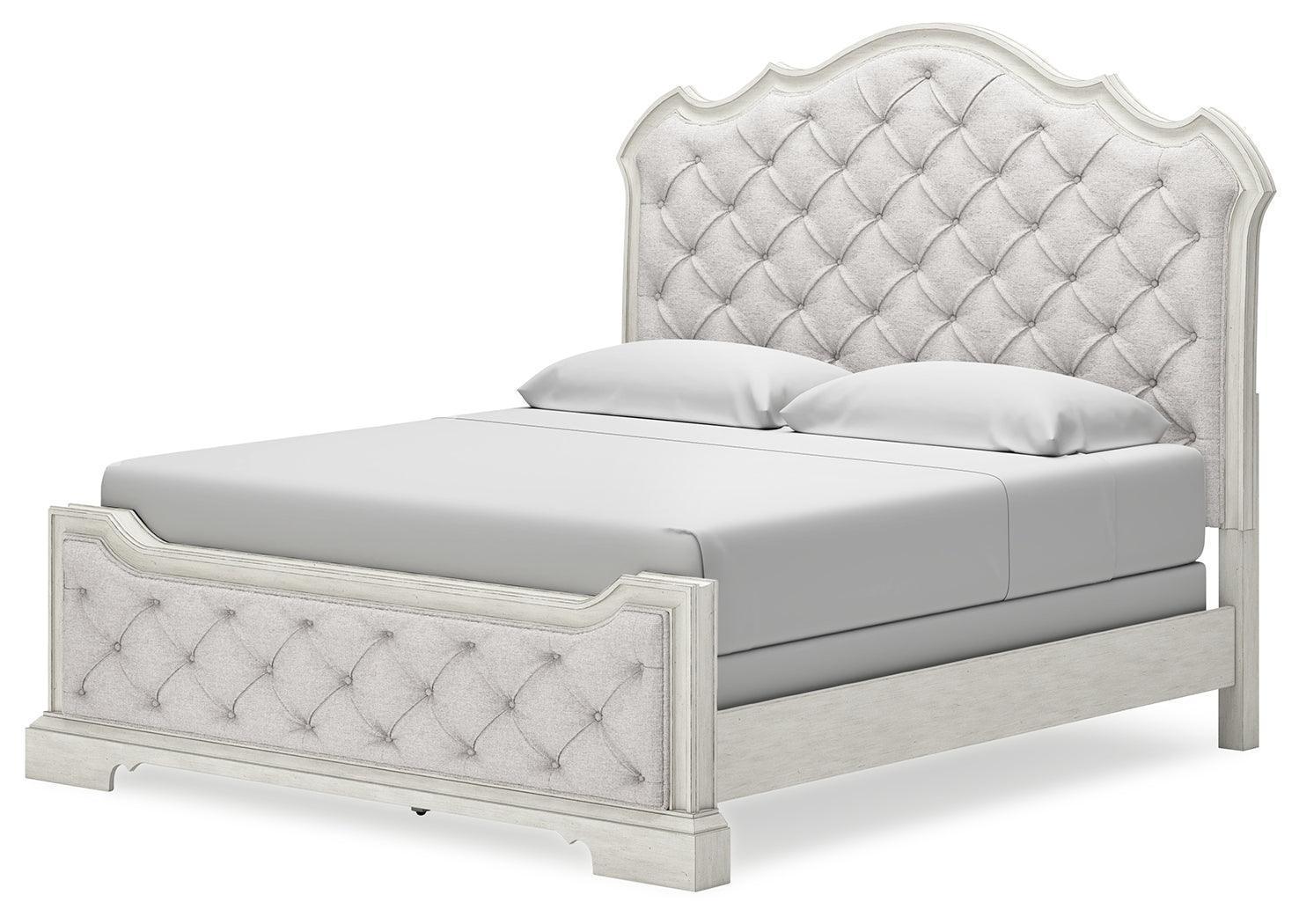 Arlendyne Antique White King Upholstered Bed