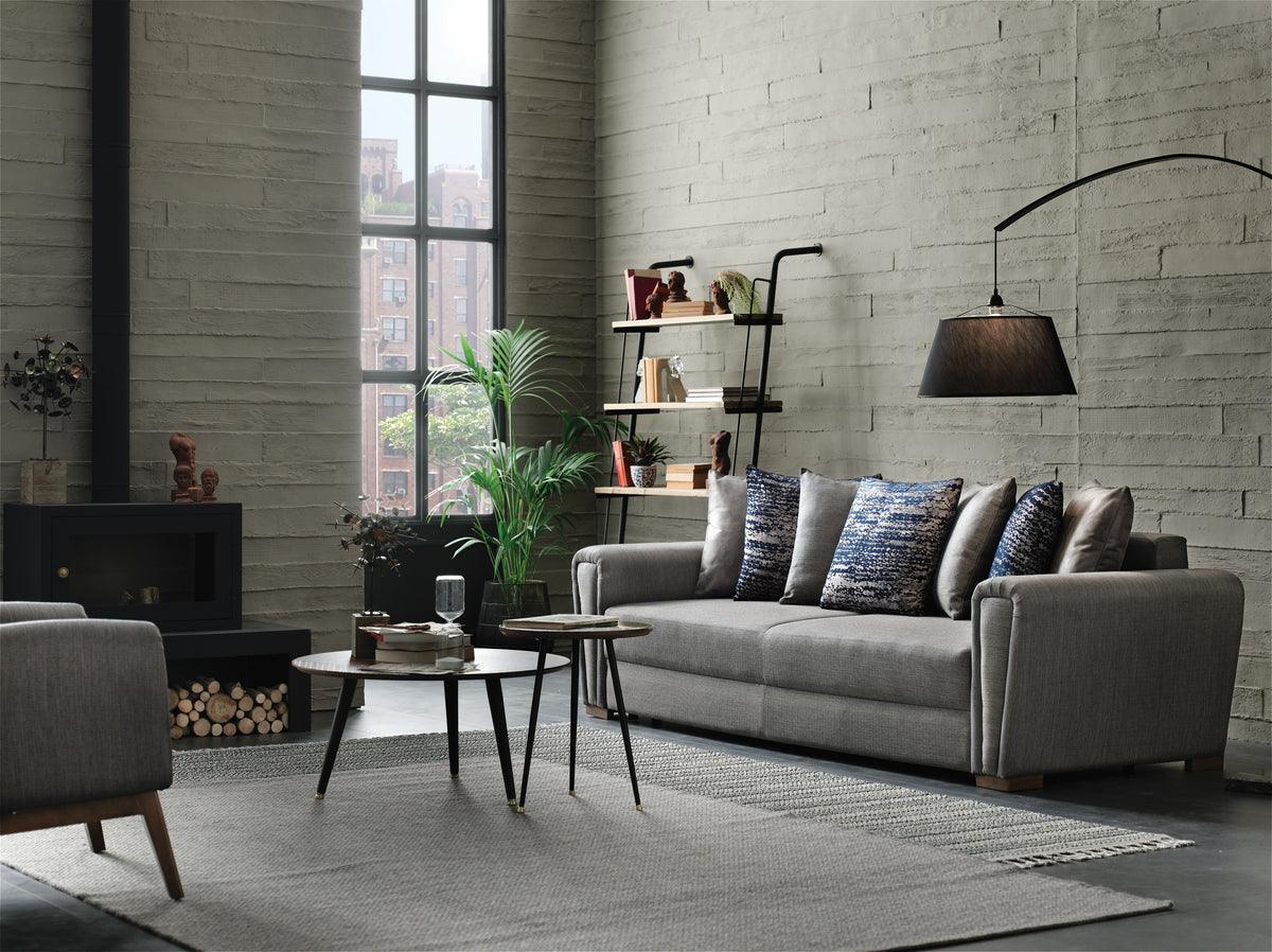 Brera Brown/blue 3-Seater Sofa Bed With Storage - Ella Furniture