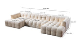 Ivy Ivory Boucle Double Chaise 146" Sectional dimension view