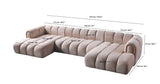Lis Ivory Boucle Double Chaise 147" Sectional dimension view