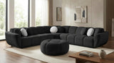 Rose Black Fabric 3-Piece Sectional Sofa with Ottoman and Pillows from Ella Furniture