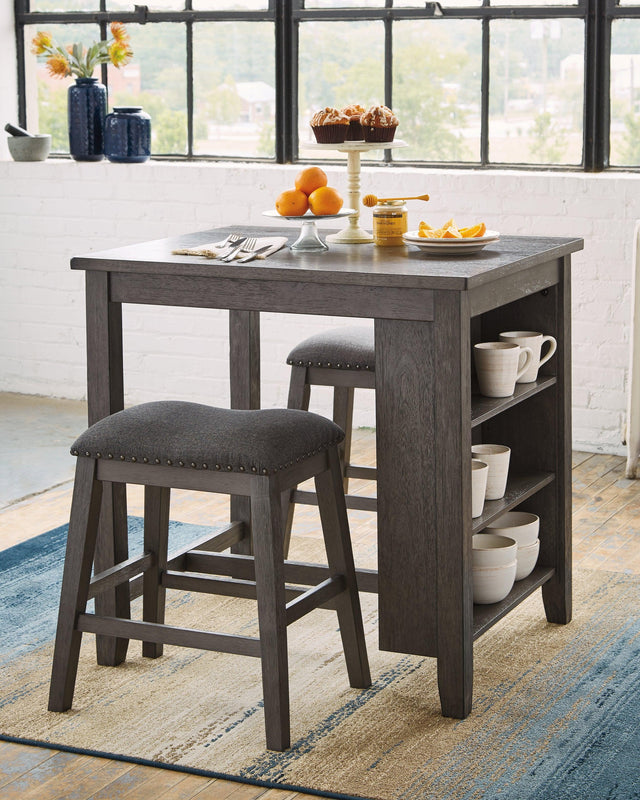 Caitbrook Gray Counter Height Dining Table And Bar Stools (Set Of 3) D388-113 - Ella Furniture