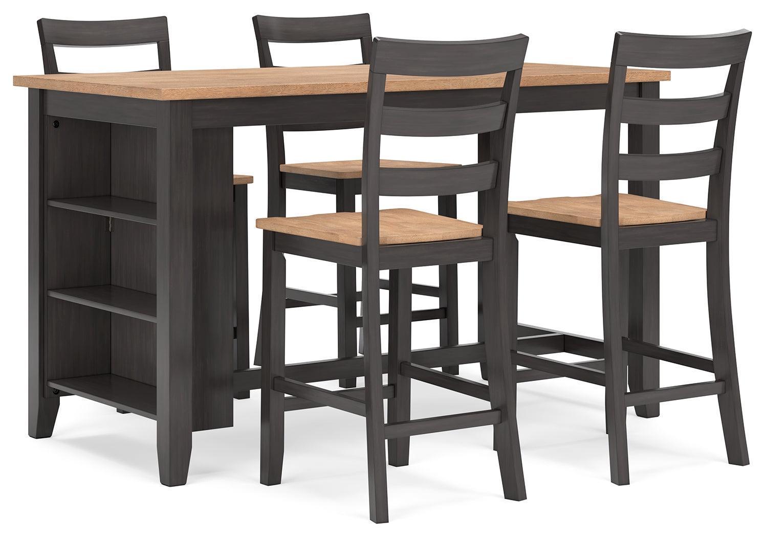 Gesthaven Natural/Brown Counter Height Dining Table and 4 Barstools