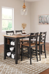 Gesthaven Natural/Brown Counter Height Dining Table and 4 Barstools