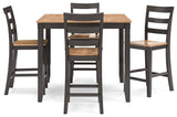 Gesthaven Natural Brown Counter Height Dining Table And 4 Barstools (Set of 5)