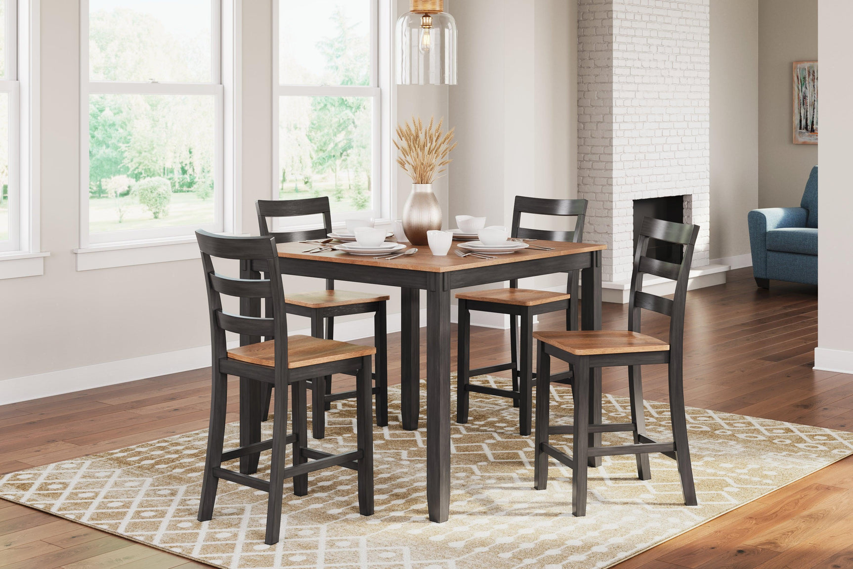 Gesthaven Natural Brown Counter Height Dining Table And 4 Barstools (Set of 5)