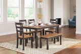 Gesthaven Natural Brown Dining Table With 4 Chairs And Bench (Set of 6)