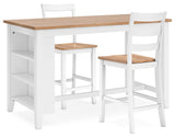 Gesthaven Natural/White Counter Height Dining Table and 2 Barstools