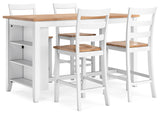 Gesthaven Natural/White Counter Height Dining Table and 4 Barstools