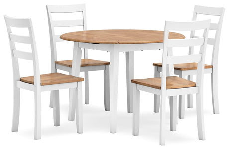Gesthaven Natural/White Dining Set angled view