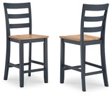 Gesthaven Natural/Blue Counter Height Dining Table and 2 Barstools