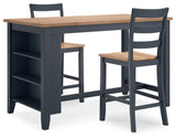 Gesthaven Natural/Blue Counter Height Dining Table and 2 Barstools
