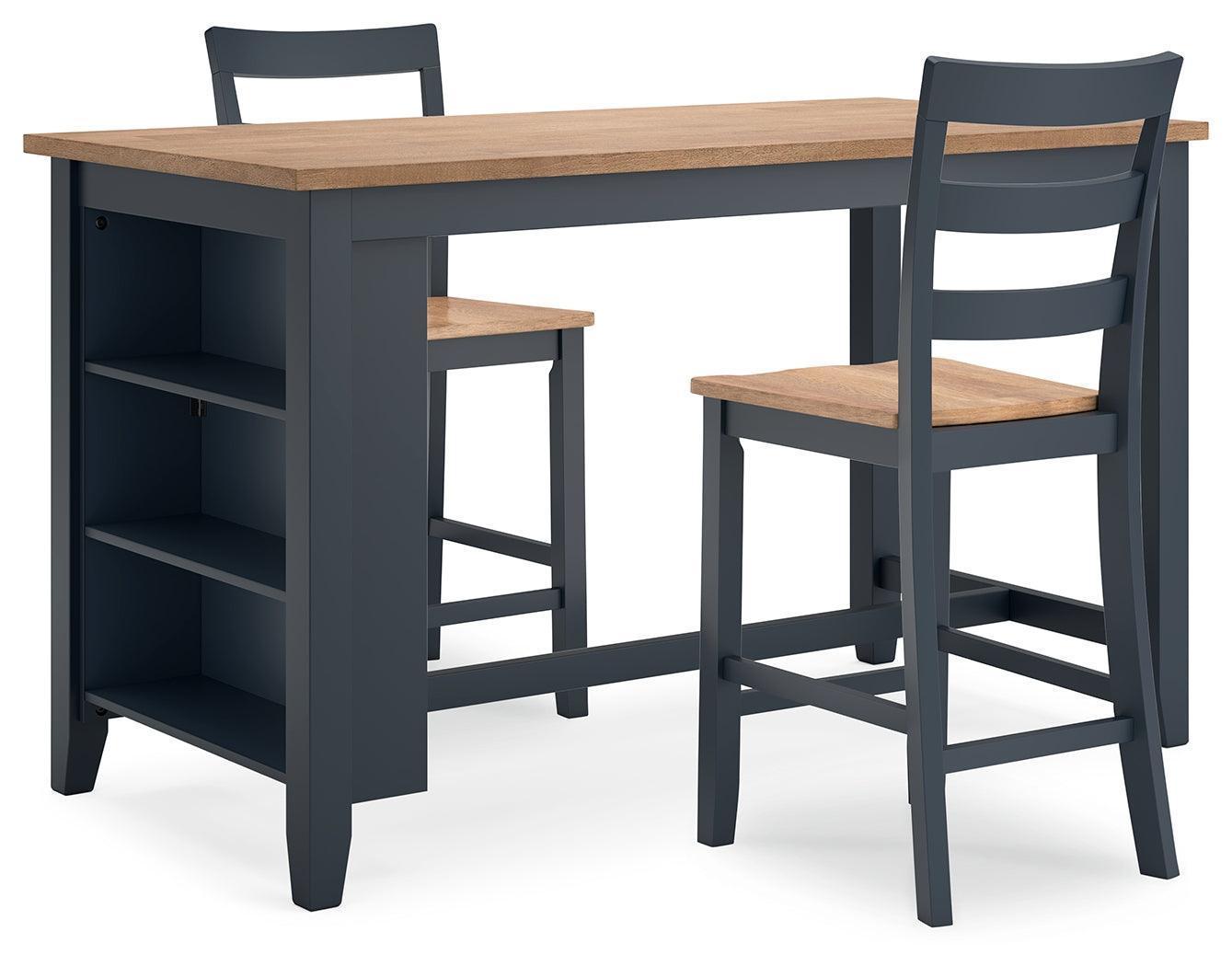 Gesthaven Natural/Blue Counter Height Dining Table and 2 Barstools