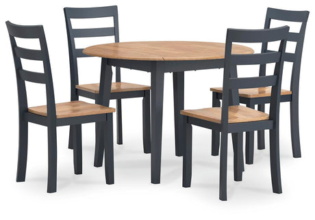 Gesthaven Natural/Blue Dining Set angled view