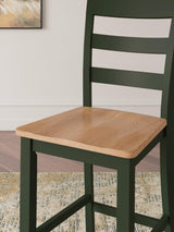 Gesthaven Natural/Green Counter Height Dining Table and 2 Barstools