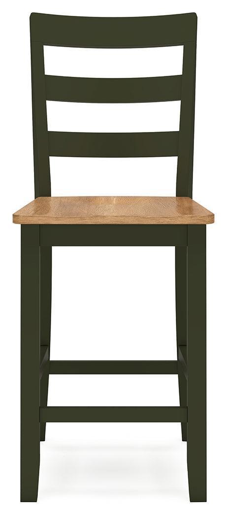 Gesthaven Natural/Green Counter Height Dining Table and 2 Barstools