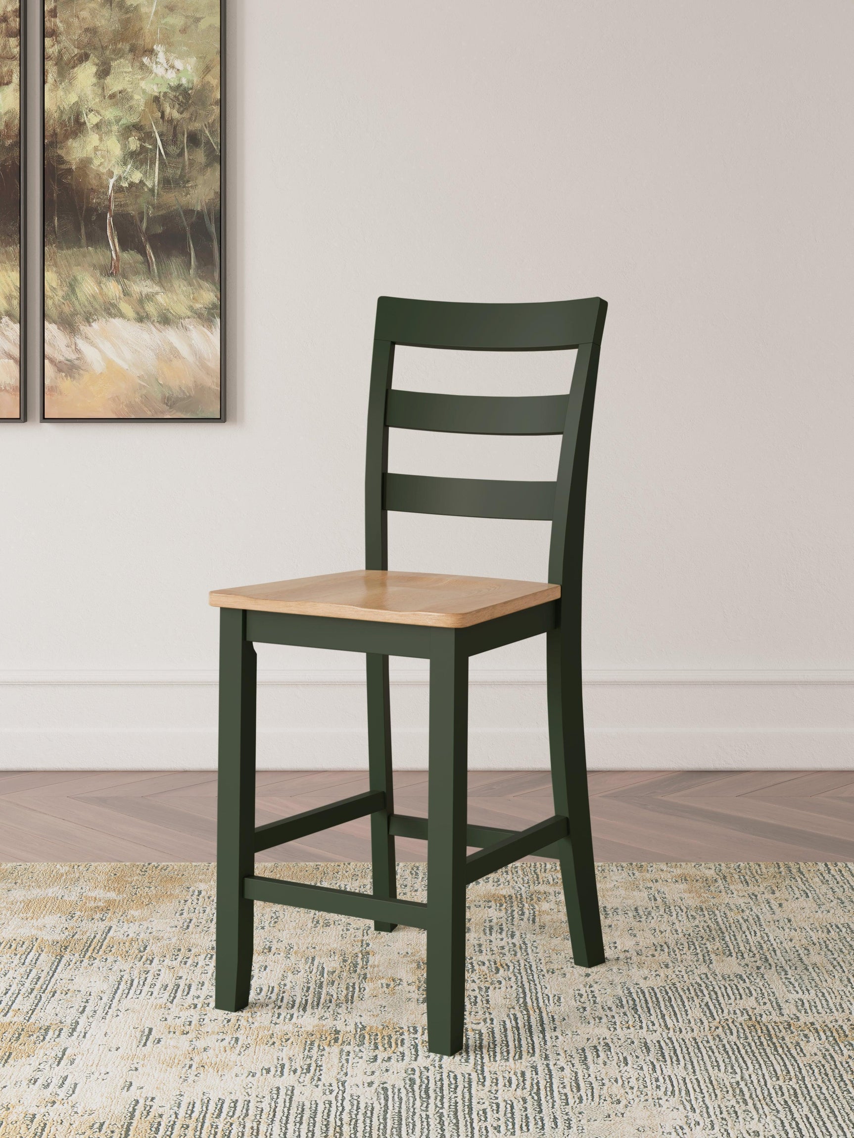 Gesthaven Natural/Green Counter Height Dining Table and 2 Barstools