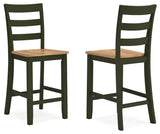 Gesthaven Natural/Green Counter Height Dining Table and 4 Barstools