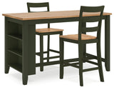 Gesthaven Natural/Green Counter Height Dining Table and 2 Barstools