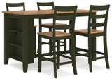 Gesthaven Natural/Green Counter Height Dining Table and 4 Barstools
