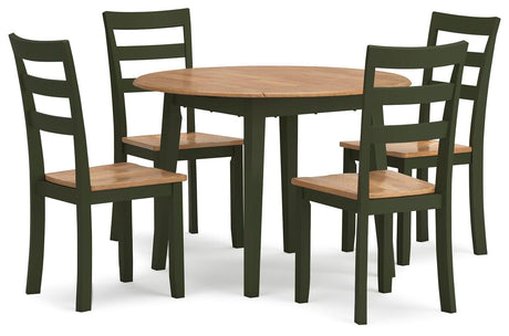 Gesthaven Natural/Green Dining Set angled view