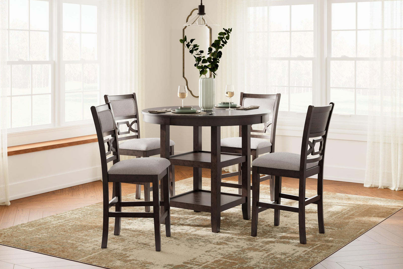 Langwest Brown Counter Height Dining Table And 4 Barstools (Set Of 5) - Ella Furniture