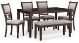 Langwest Brown Dining Table And 4 Chairs And Bench (Set Of 6) - Ella Furniture