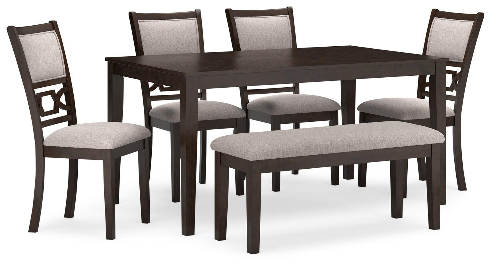 Langwest Brown Dining Table And 4 Chairs And Bench (Set Of 6) - Ella Furniture