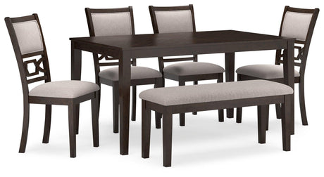 Langwest Brown Dining Table And 4 Chairs And Bench (Set Of 6) - Ella Furniture