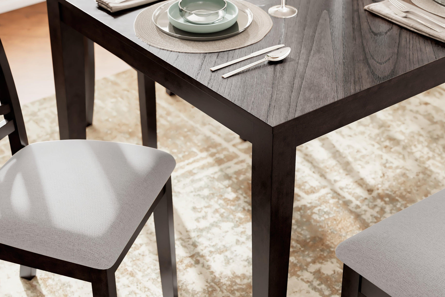 Langwest Brown Dining Table And 4 Chairs And Bench (Set Of 6) - Ella Furniture