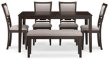 Langwest Brown Dining Table And 4 Chairs And Bench (Set Of 6) - Ella Furniture