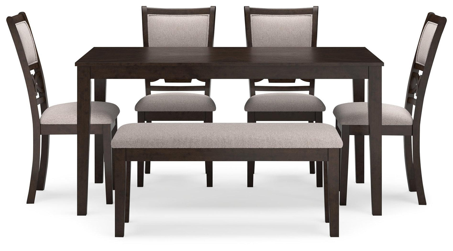 Langwest Brown Dining Table And 4 Chairs And Bench (Set Of 6) - Ella Furniture