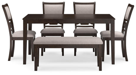 Langwest Brown Dining Table And 4 Chairs And Bench (Set Of 6) - Ella Furniture