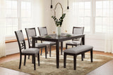 Langwest Brown Dining Table And 4 Chairs And Bench (Set Of 6) - Ella Furniture