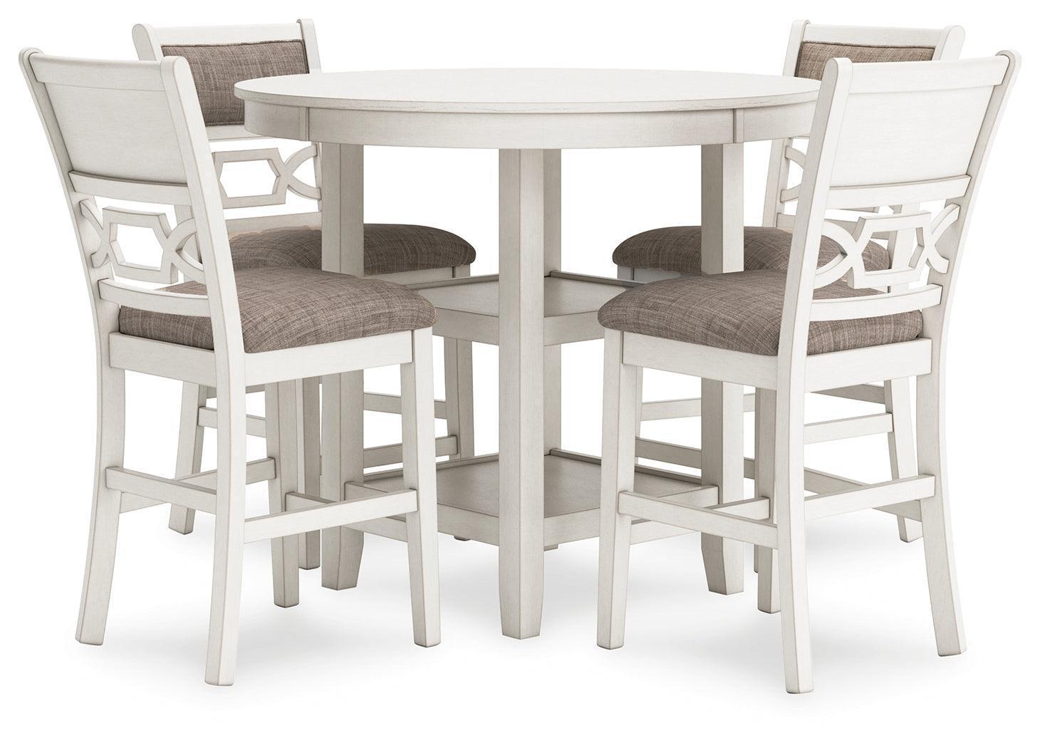 Erinberg Antique White Counter Height Dining Table and 4 Barstools (Set of 5)