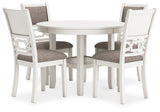 Erinberg Antique White Dining Table and 4 Chairs (Set of 5)