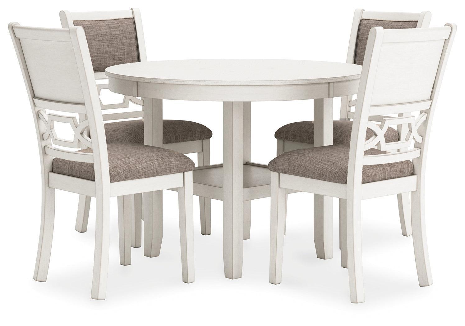 Erinberg Antique White Dining Table and 4 Chairs (Set of 5)
