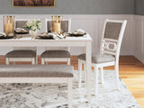 Erinberg Antique White Dining Table and 4 Chairs and Bench (Set of 6)
