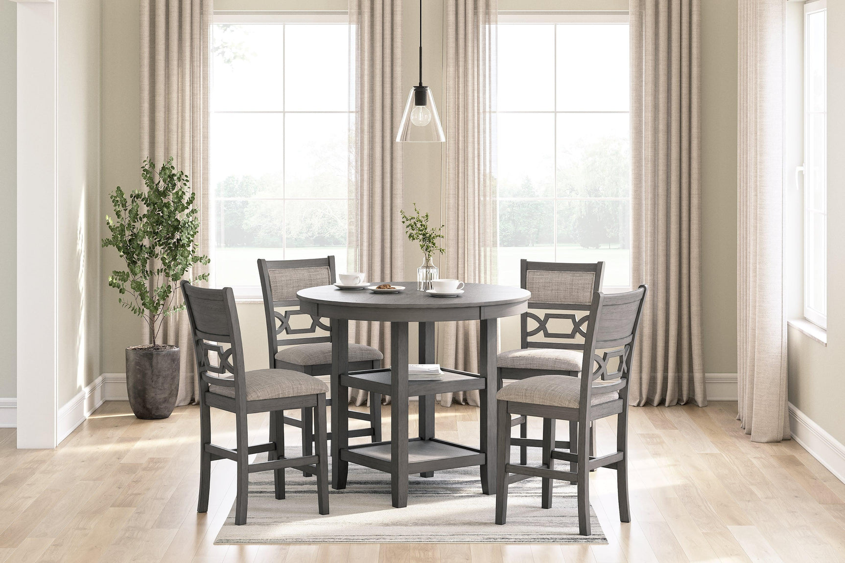 Wrenning Gray Counter Height Dining Table And 4 Barstools (Set Of 5) - Ella Furniture