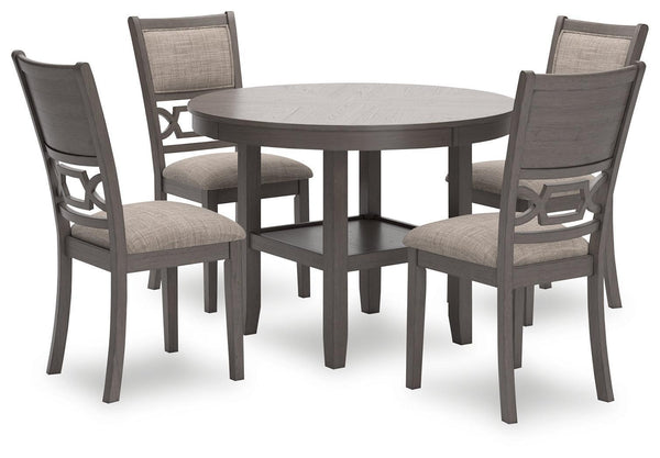 Wrenning Gray Dining Table and 4 Upholstered Chairs Set