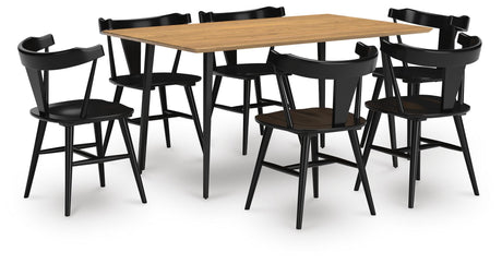 Gretlynn Black/Natural Dining Set angled view