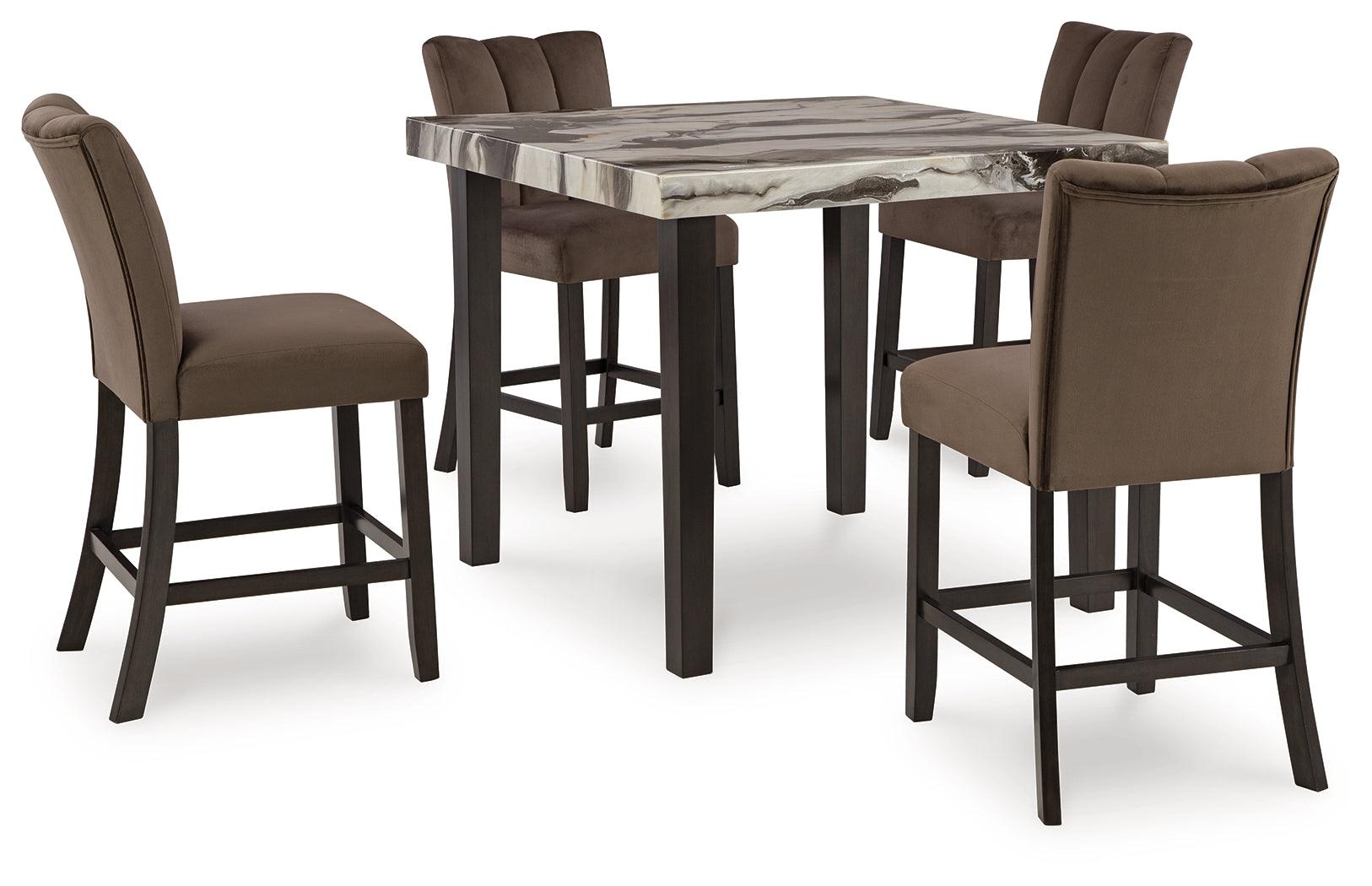 Jeshina Dark Brown/Beige Counter Height Dining Table and 4 Barstools