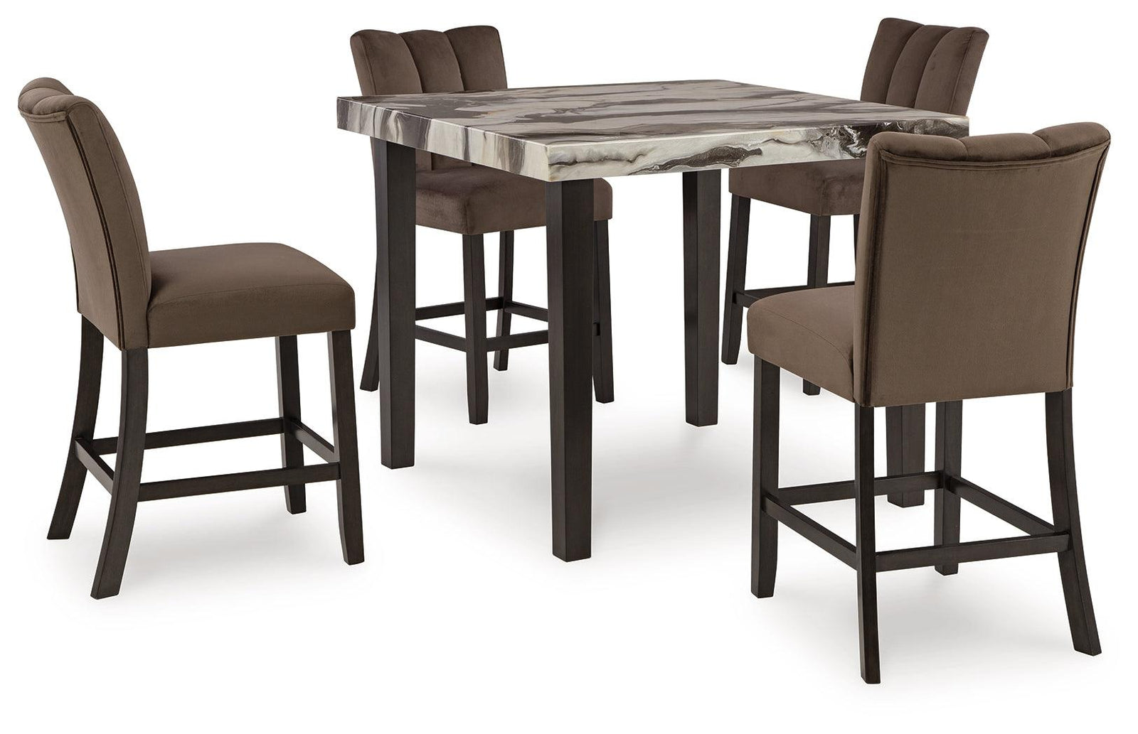 Jeshina Dark Brown/Beige Counter Height Dining Table and 4 Barstools
