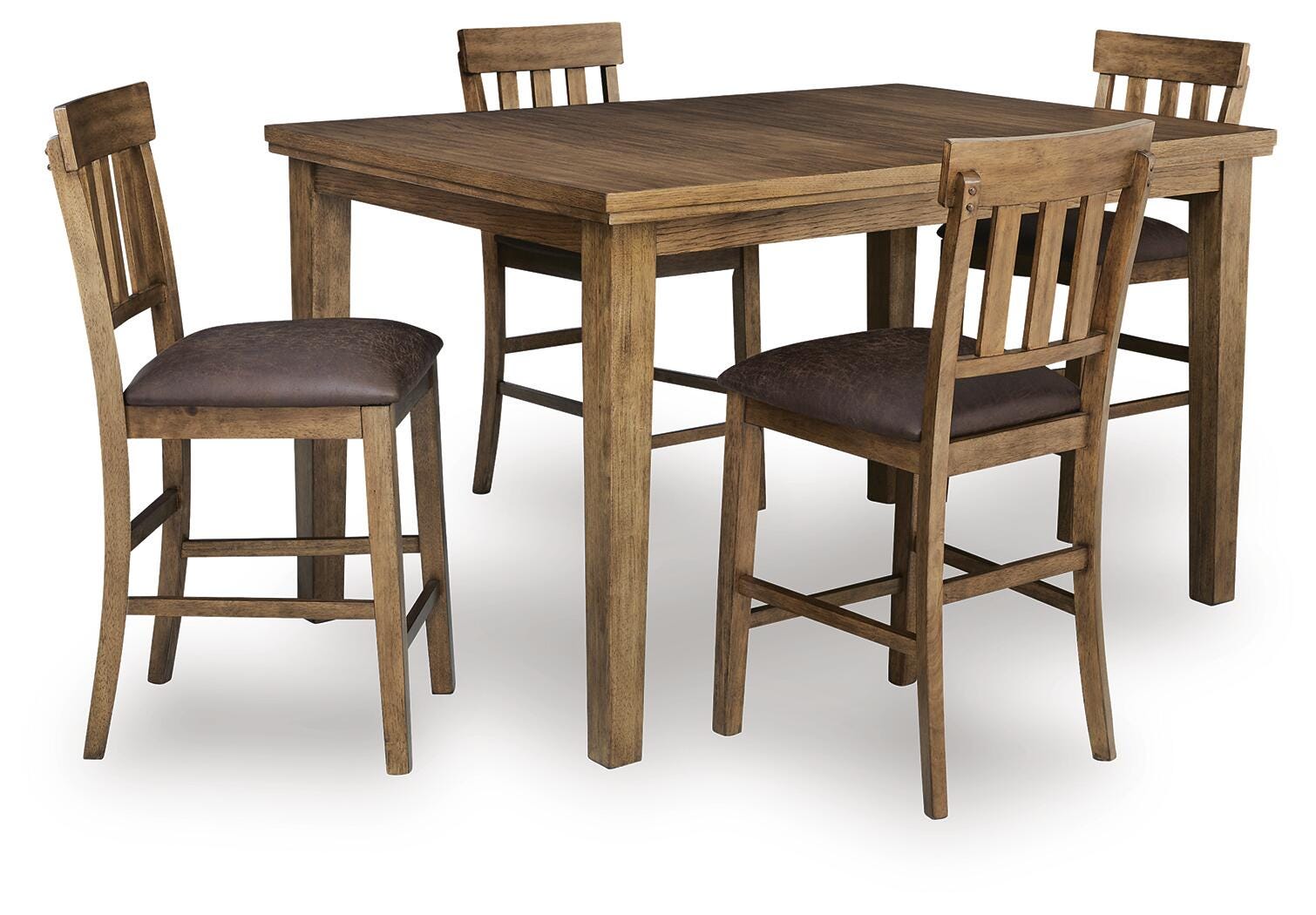 Urbinforte Light Brown Counter Height Dining Table and 4 Barstools